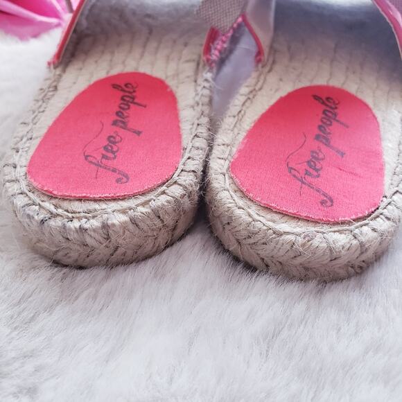 NEW Free People Lolly Lace-Up Espadrille Flat Sandals Coral Red EU 37 US 7 - Picture 5 of 8